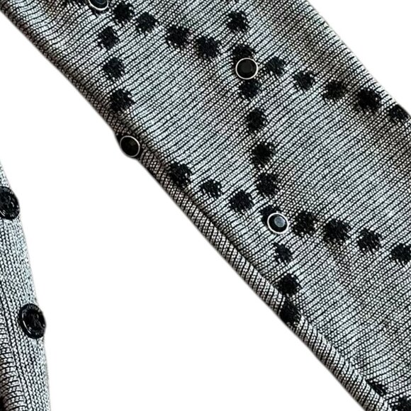Desigual Grey Pullover Sweater Bohemian Print Stud Stretch Wool Blend Sz Medium - Picture 5 of 12